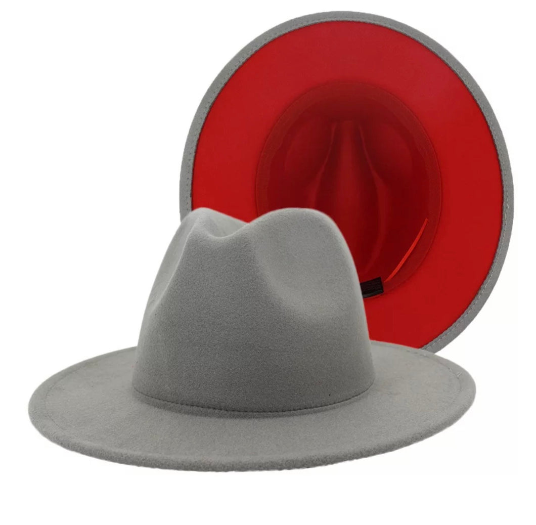 Fedora Grey  Red Bottom