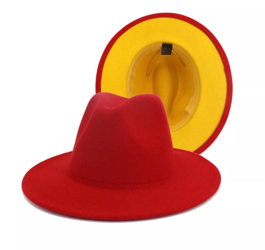 Fedora Red and Yellow Bottom Fedora