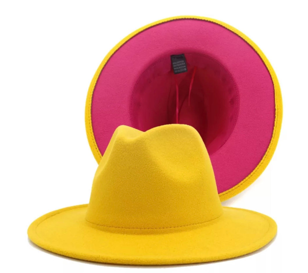 Fedora Yellow  Pink Bottom