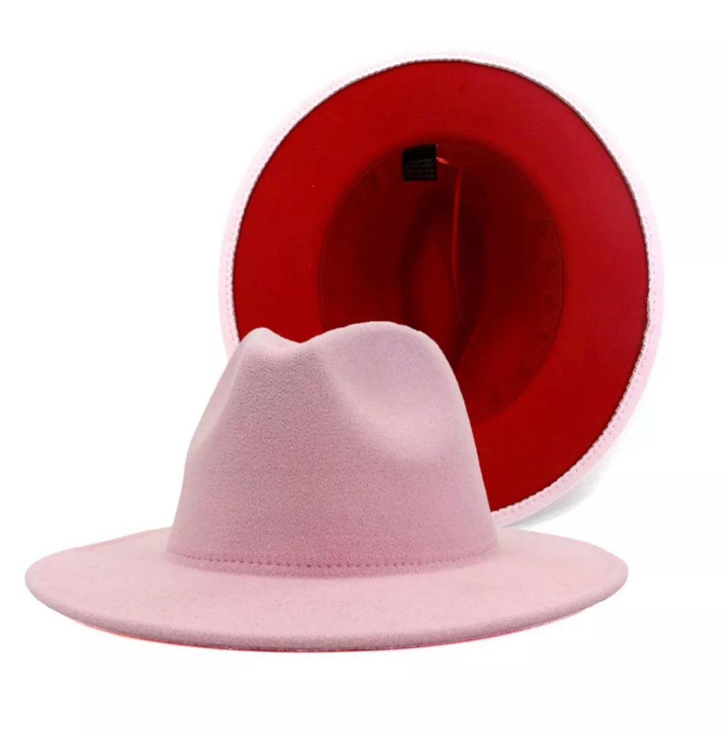 Fedora Light Pink Red Bottom