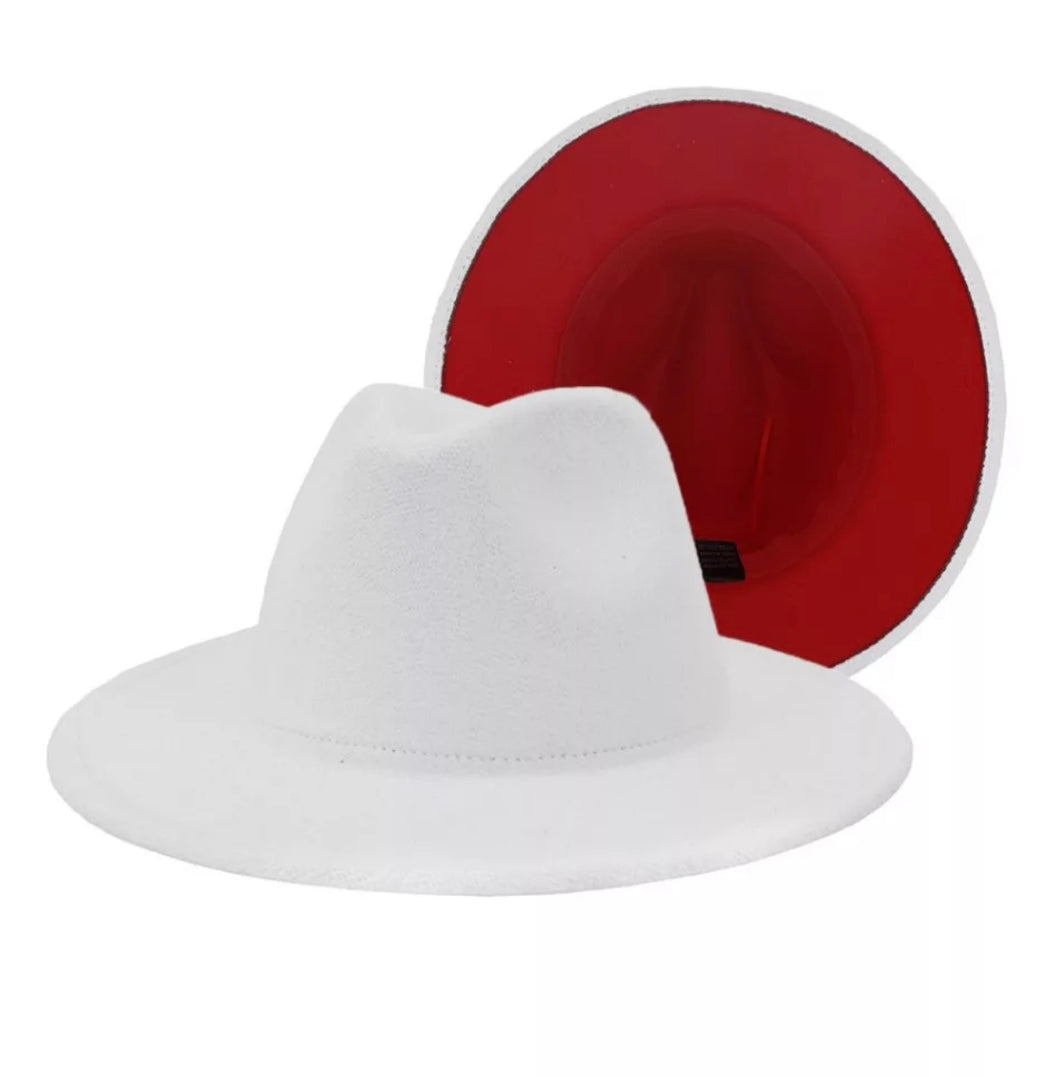 Fedora White Red Bottom