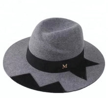 Load image into Gallery viewer, Fedora Grey and black Cut out Felt hat
